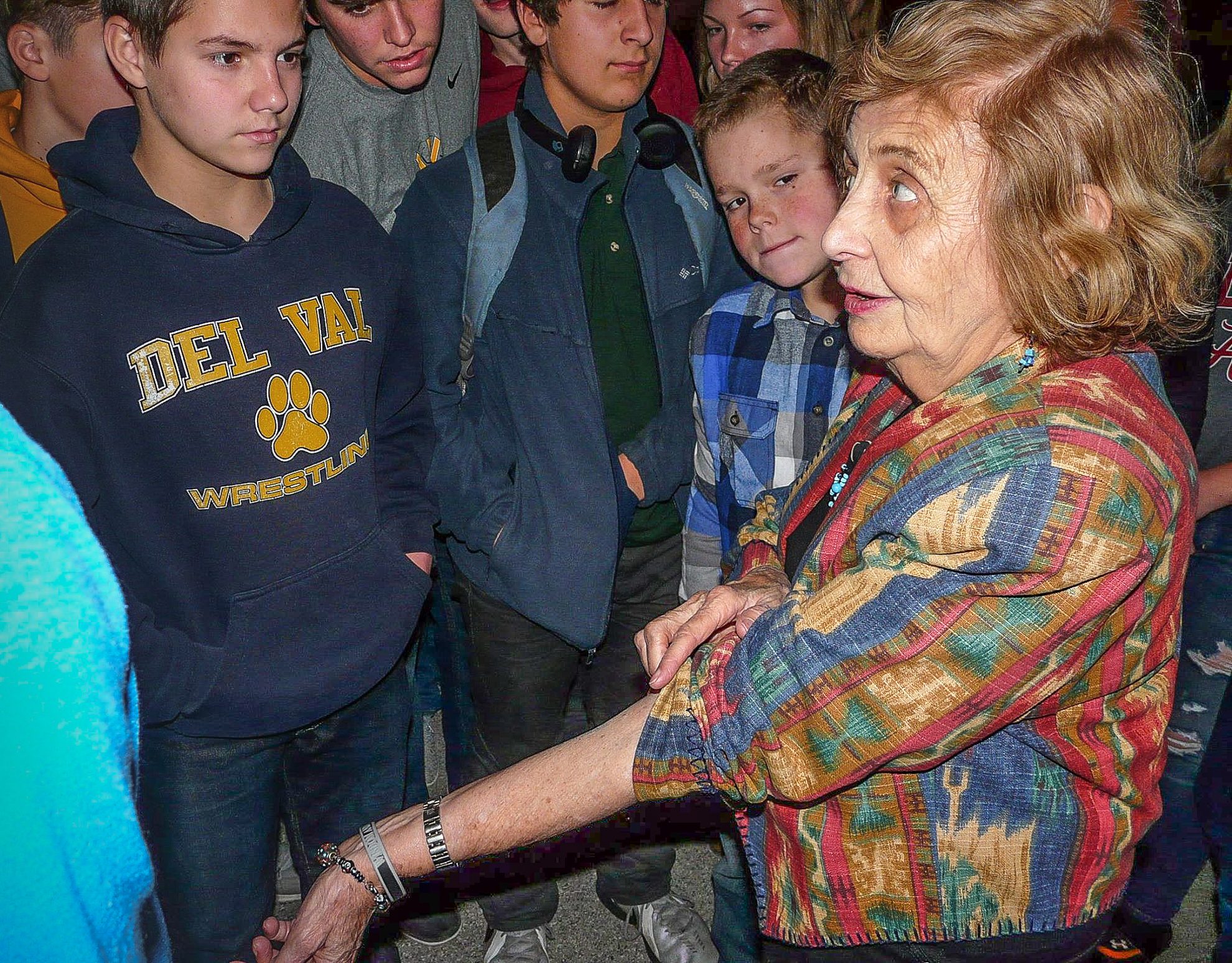 Tova sharing her story with students at Delaware Valley Regional High School in 2016.